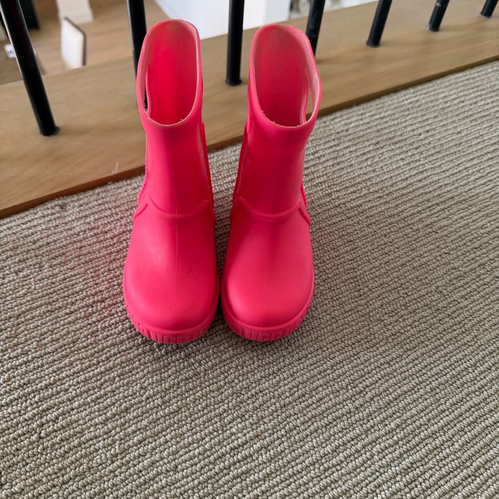 UGG Kids Bright Pink Waterproof Rain Boots